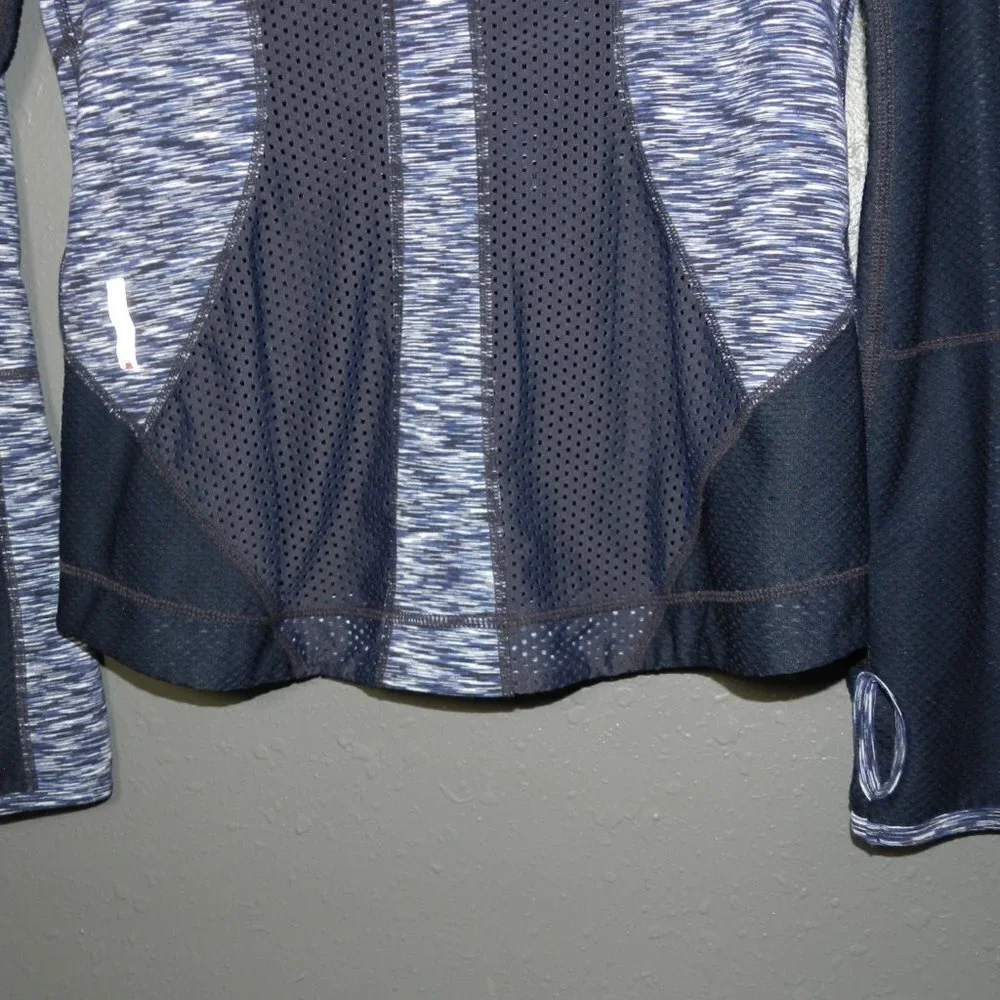 Zella Women Navy Blue Heather Zip Up Fitted Workout Thumbhole Jacket Size Medium - Picture 6 of 8